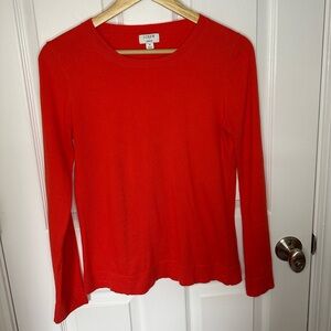 J. Crew Vibrant Orange Teddie Sweater Womens Small Preppy Classic Lightweight